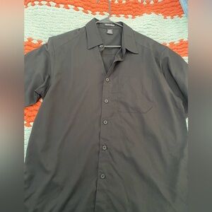 Roundtree & Yorke Dark Gray Casual Button Down Shirt
